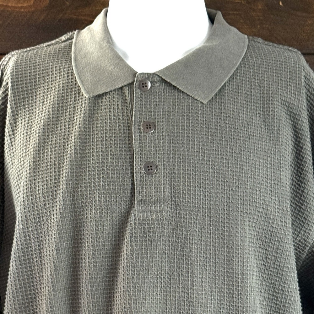 The‎ Territory Ahead Men's 2XL Gray- Green Polo Waffled Cotton Golf Casual - Picture 7 of 11